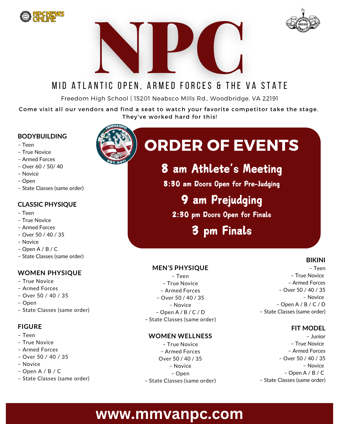 Nov Order of Events