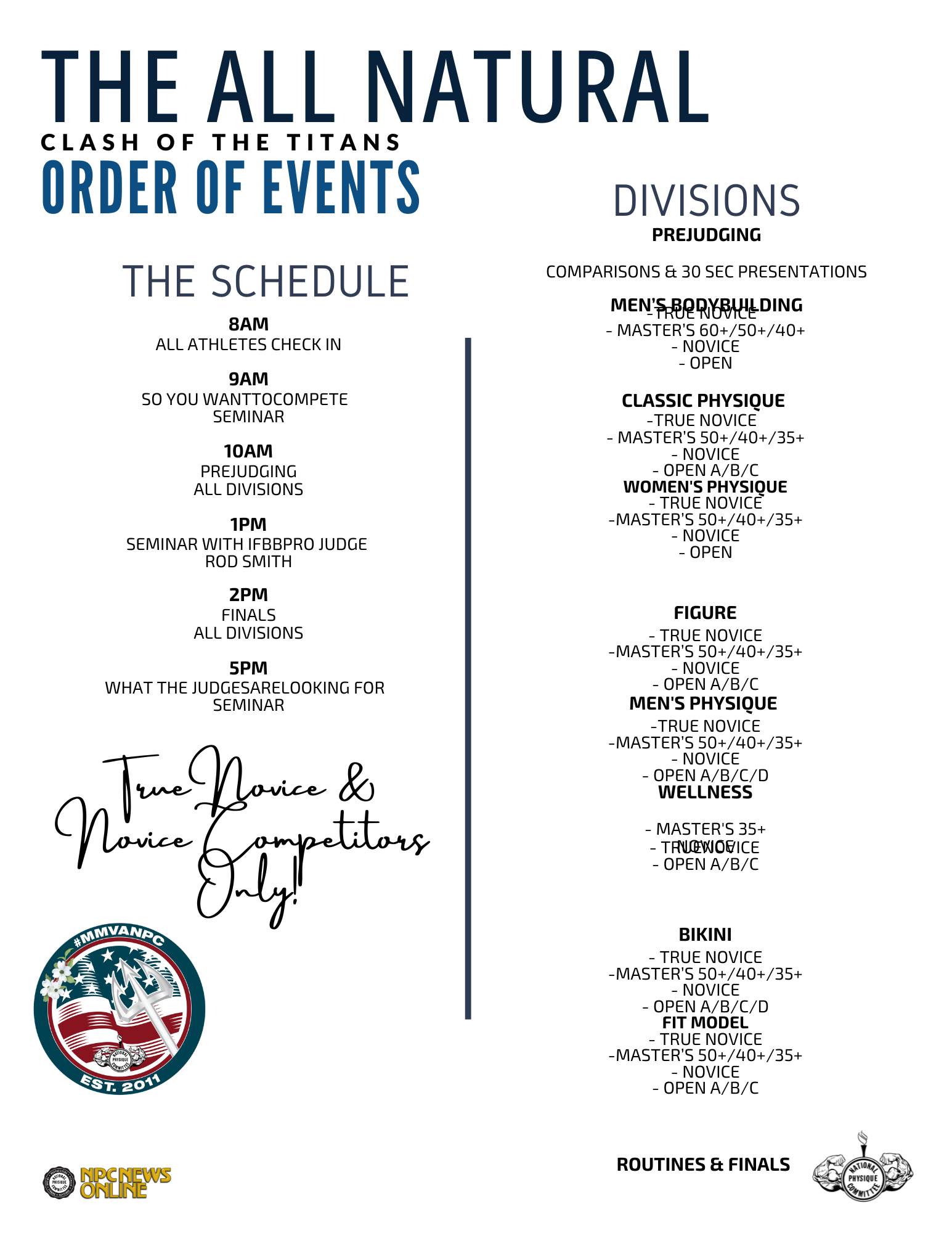2026 Clash of the Titans Order of Events
